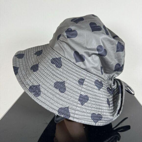 Grevi Bucket Hat, Sun Hat Gray With Blue Hearts Made in Italy XS-S - Picture 3 of 10